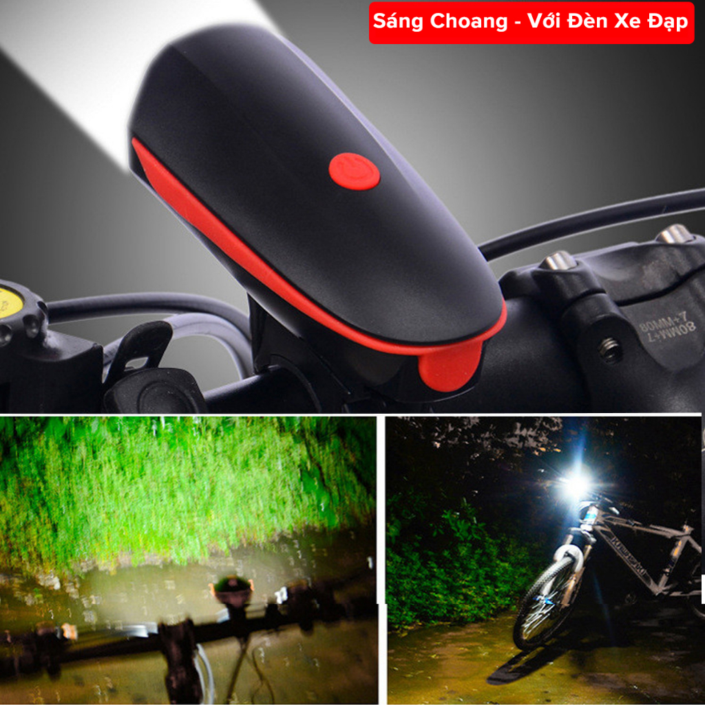 Đèn Còi Xe Đạp Thể Thao Siêu Sáng Kèm Pin Sạc USB LED T6 Chống Nước – Đèn Còi 140db 3 Chế Độ Sáng Chính hãng Amalife