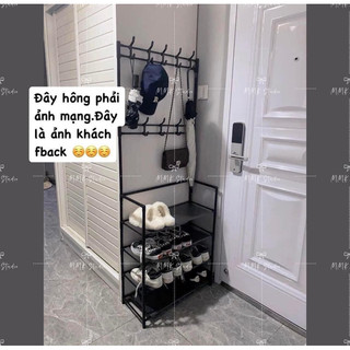 Kệ 4 tầng kèm móc treo quần áo