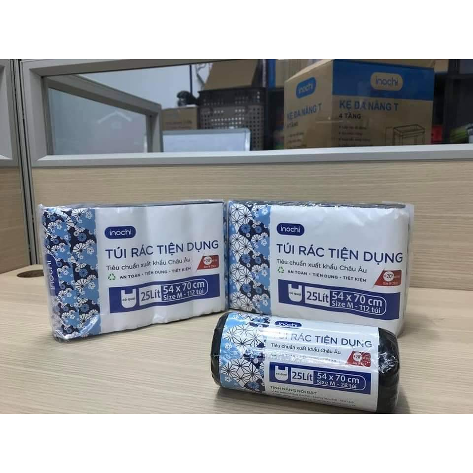 Lô 4 cuộn túi rác Inochi tiện dụng 10L 25L 50L