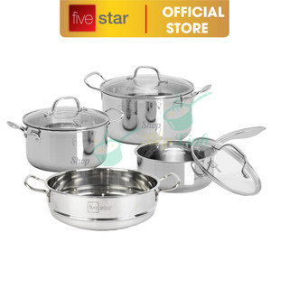 Bộ nồi xửng inox 3 lớp đáy liền Fivestar Plus FPB3002 size 16, 20, 24cm và xửng 24cm