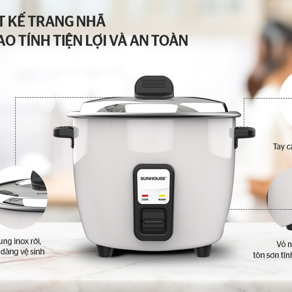 Nồi cơm điện 1L8 Sunhouse SHD8132 hàng chính hãng bảo hành 1 năm