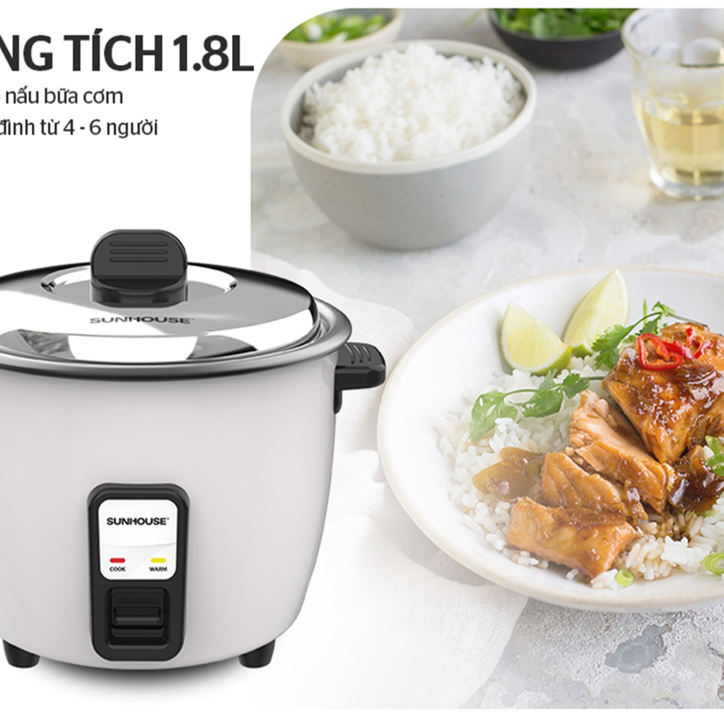 Nồi cơm điện 1L8 Sunhouse SHD8132 hàng chính hãng bảo hành 1 năm