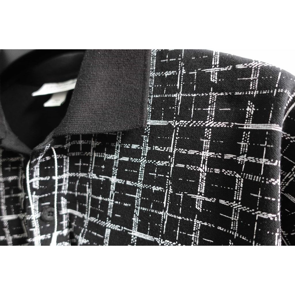 Áo polo nam ngắn tay LC Cá Sấu màu đen kẻ trắng, 100% cotton pique, phom slim ôm nhẹ, 50-85KG- Made in VN 23APL03