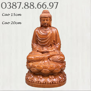 Tượng phật thích ca cao 15cm và 20cm chất liệu gỗ hương