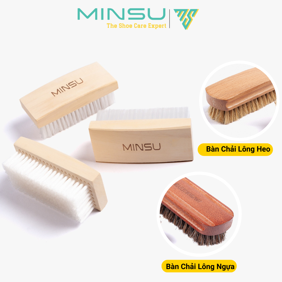 Bàn Chải Đánh Giày MINSU M2415 Chuyên Dùng Vệ Sinh Giày Sneaker, Da Lộn Với Chất Liệu Lông Ngựa, Lông Heo Mềm Cao Cấp