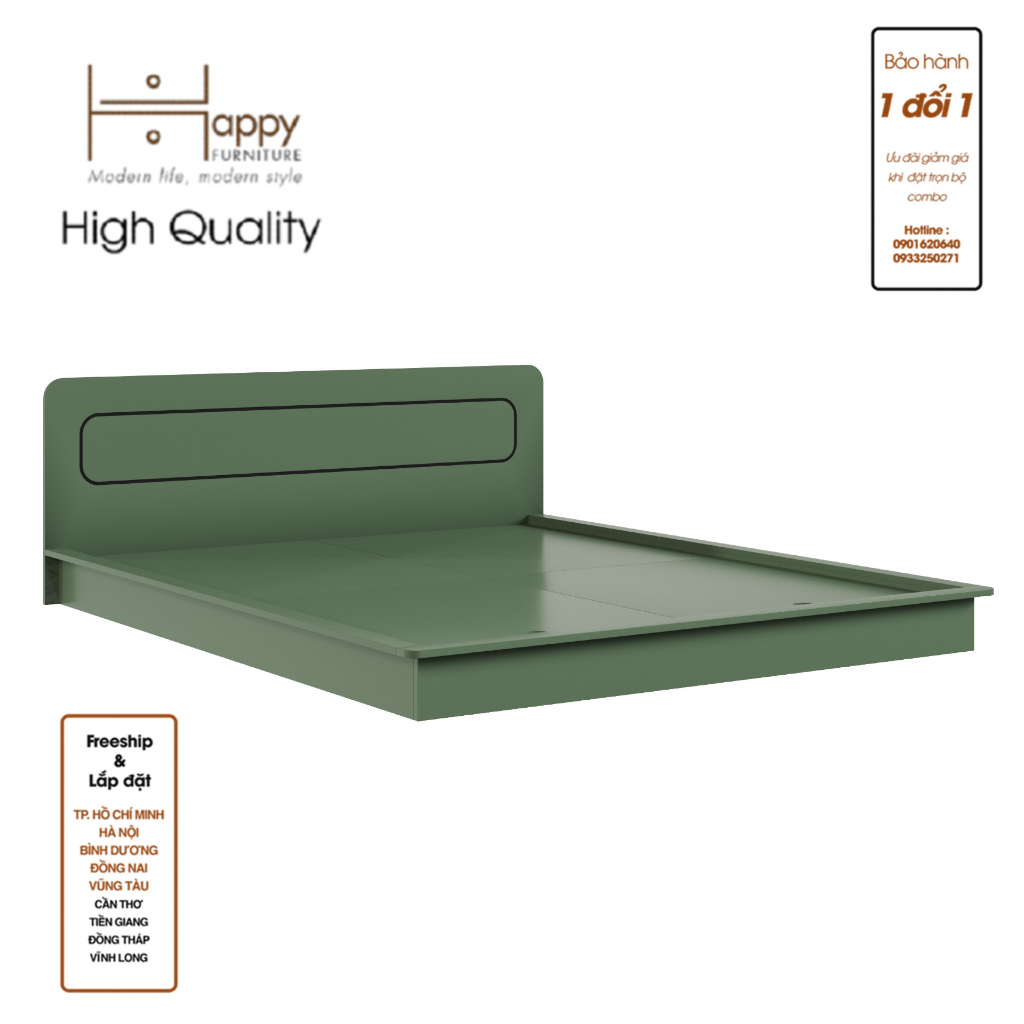 HAPPY FURNITURE , Giường ngủ bệt - SWEETY, GNG_081 GNG_082 GNG_083 GNG_084 , 207cm x 16cm