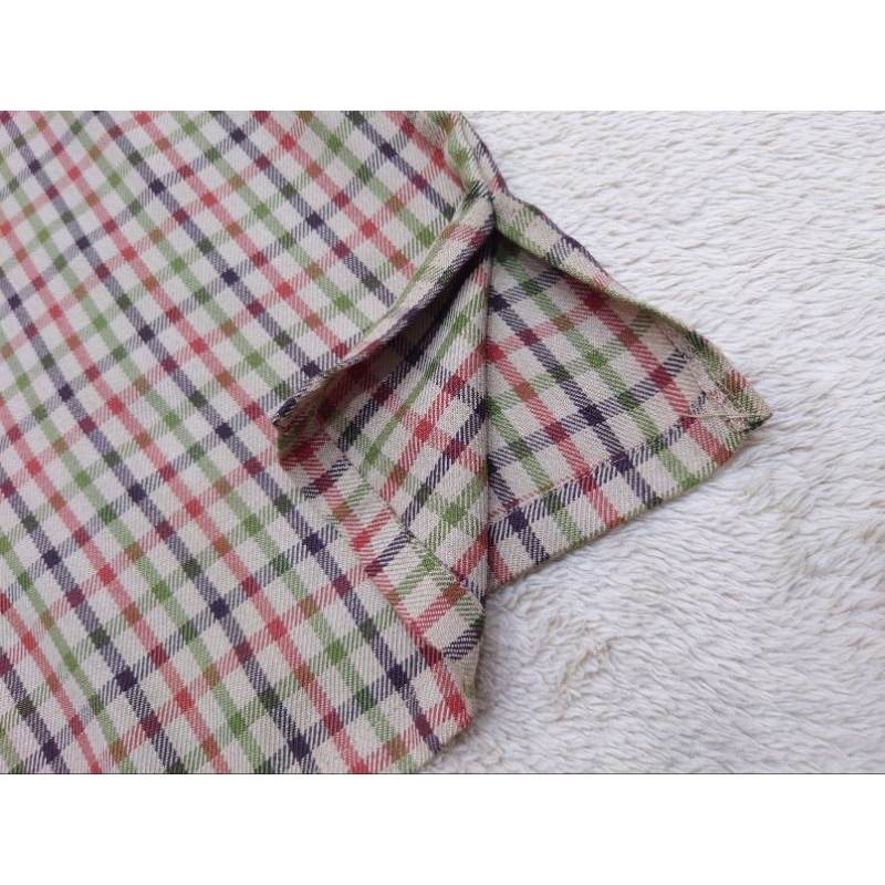 Áo sơ mi kiểu nữ SIL NOIR kẻ sọc caro màu nâu nhạt tay dài có 2 túi trước ngực chất vải dày dặn