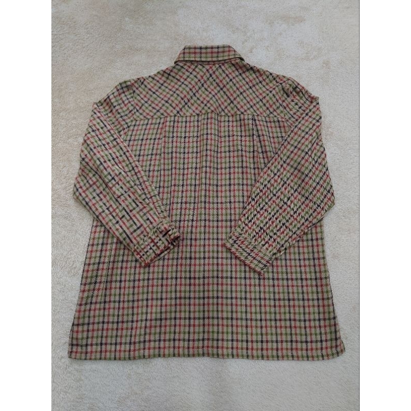 Áo sơ mi kiểu nữ SIL NOIR kẻ sọc caro màu nâu nhạt tay dài có 2 túi trước ngực chất vải dày dặn