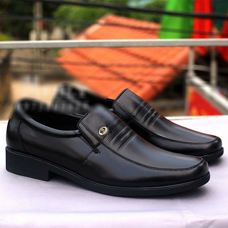 Giày da nam trung niên mũi tròn, đế khâu thời thượng Khâu Chắc Chắn