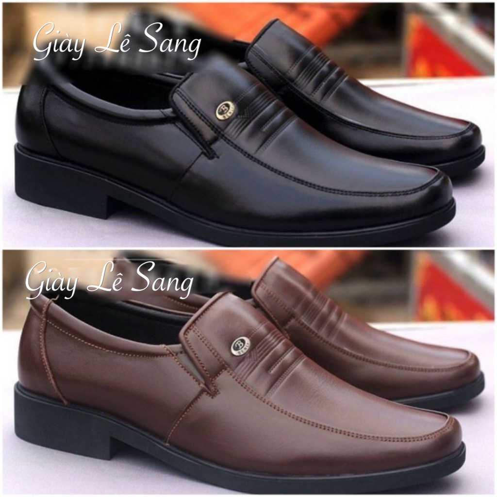 Giày da nam trung niên mũi tròn, đế khâu thời thượng Khâu Chắc Chắn