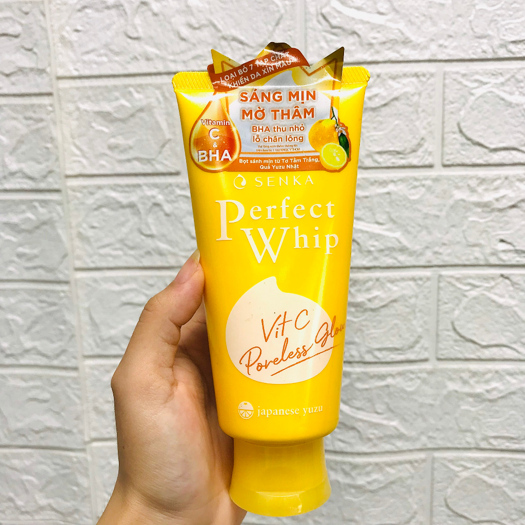 Sữa rửa mặt tạo bọt chiết xuất tơ tằm trắng Senka Perfect Whip (xanh dương)