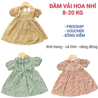 ĐẦM VÁY BÉ GÁI VẢI KATE NHÂP MỀM HAIVANCO 8 đến 15kg VẢI THOÁNG MÁT VÀ MỀM MẠI HÌNH HOA NHÍ ĐI HỌC ĐI CHƠI ĐẸP