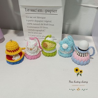 Móc khóa cầu lông len handmade dễ thương