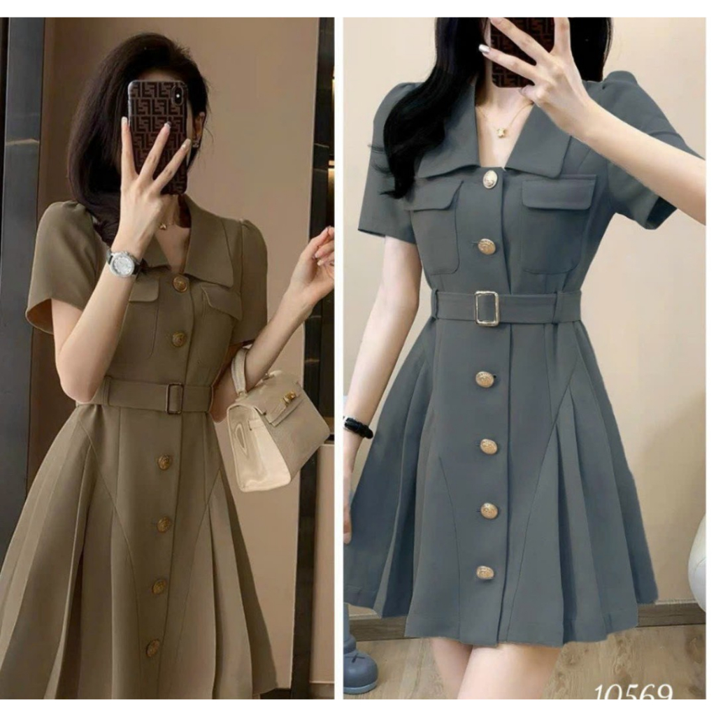 (HCM) ĐẦM CỔ VEST DẬP LY ĐÍNH NÚT THỜI TRANG NỮ DÁNG XINH THIẾT KẾ TIỂU THƯ CHO CÁC CHỊ EM