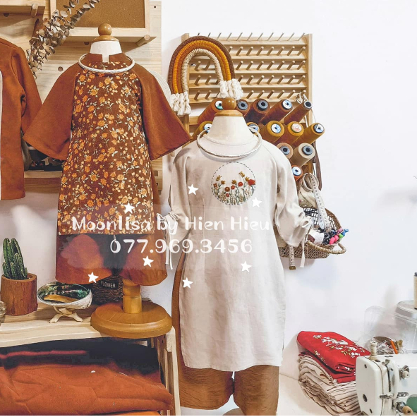 Aó Dài Phối Tay Hoa Nhí  Cho Mẹ Và Bé Sản Xuất Trực Tiếp MOONLISA