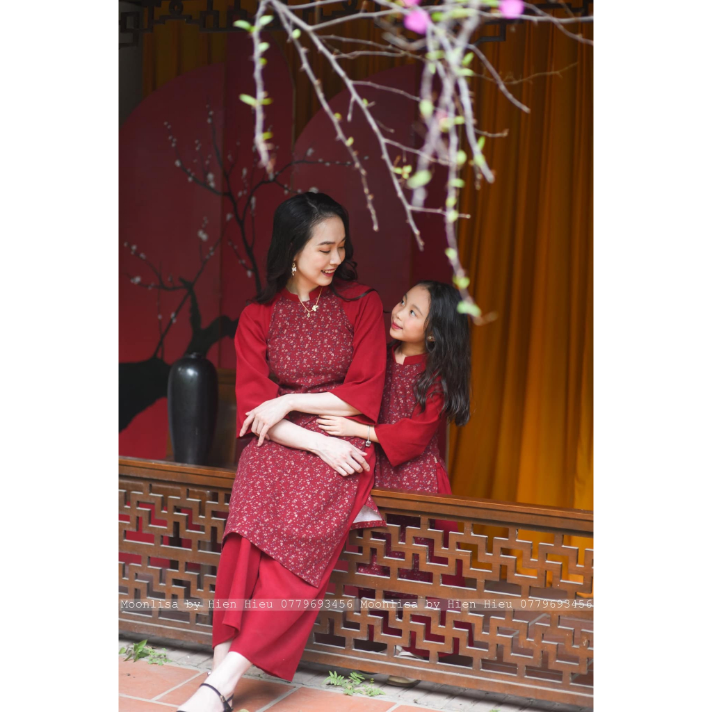 Aó Dài Phối Tay Hoa Nhí  Cho Mẹ Và Bé Sản Xuất Trực Tiếp MOONLISA