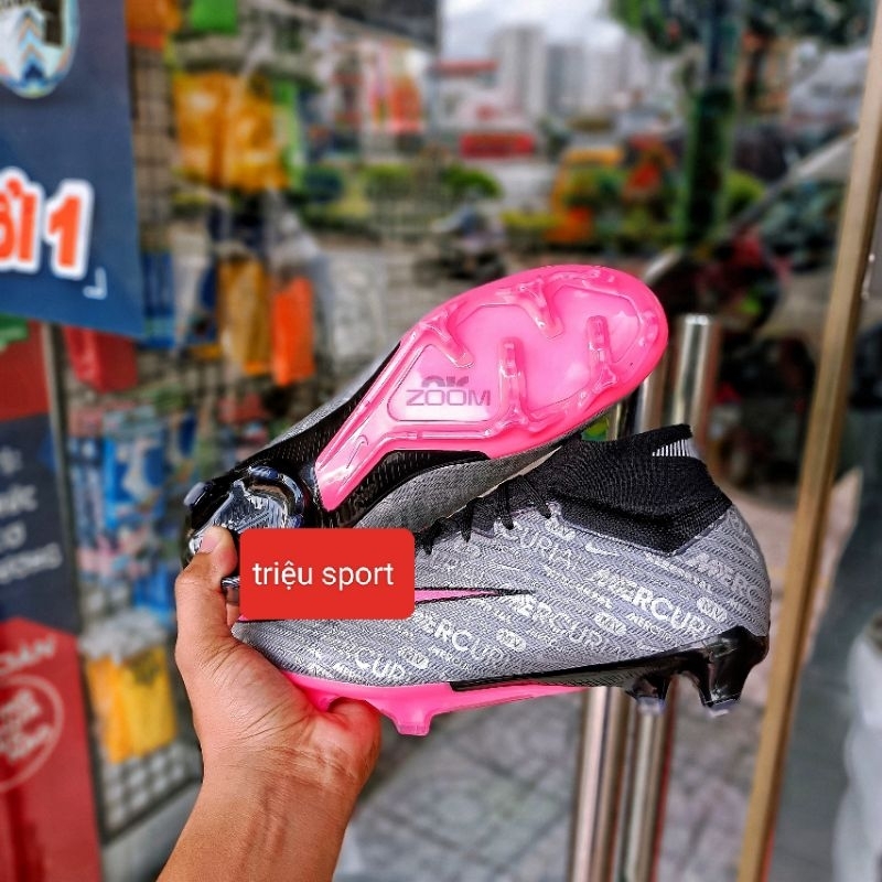 giày đá bóng superly 9 elite FG cao cổ ( xám đen)