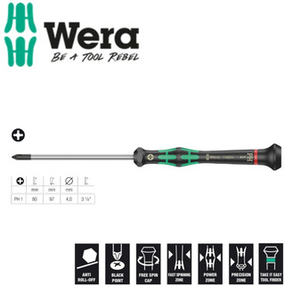 Tua vít điện tử 4 cạnh Wera 2050 PH 1 x 80 mm Wera 05118024001 ứng dụng trong điện tử và cơ khí chính xác