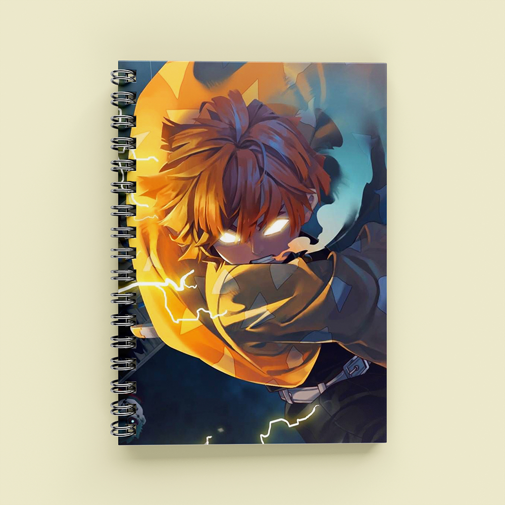 Sổ Tay Anime Zenitsu Kimetsu no Yaiba A5 Lò Xo 120 Trang Kẻ Ngang Sức Mạnh Thần Kỳ Aisobook - JENITSU4