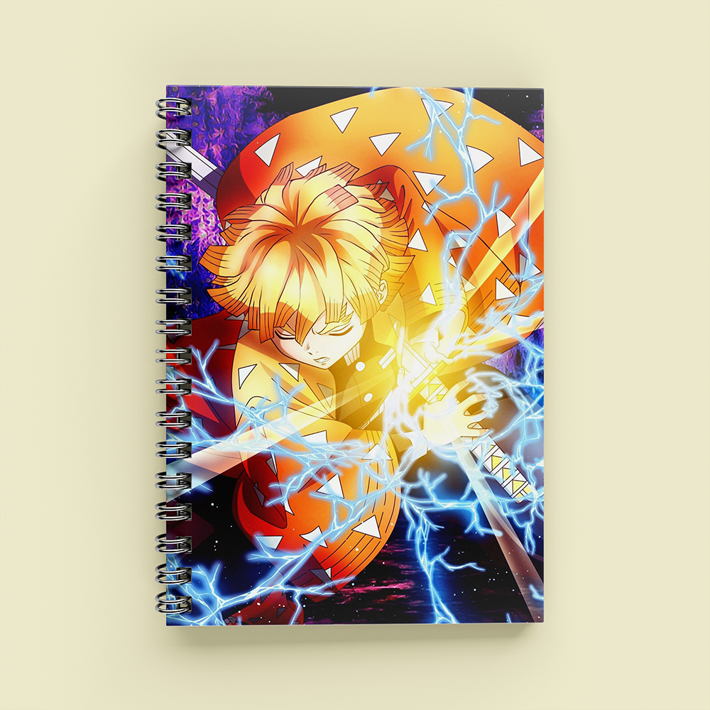 Sổ Tay Anime Zenitsu Kimetsu no Yaiba A5 Lò Xo 120 Trang Kẻ Ngang Sức Mạnh Thần Kỳ Aisobook - JENITSU4