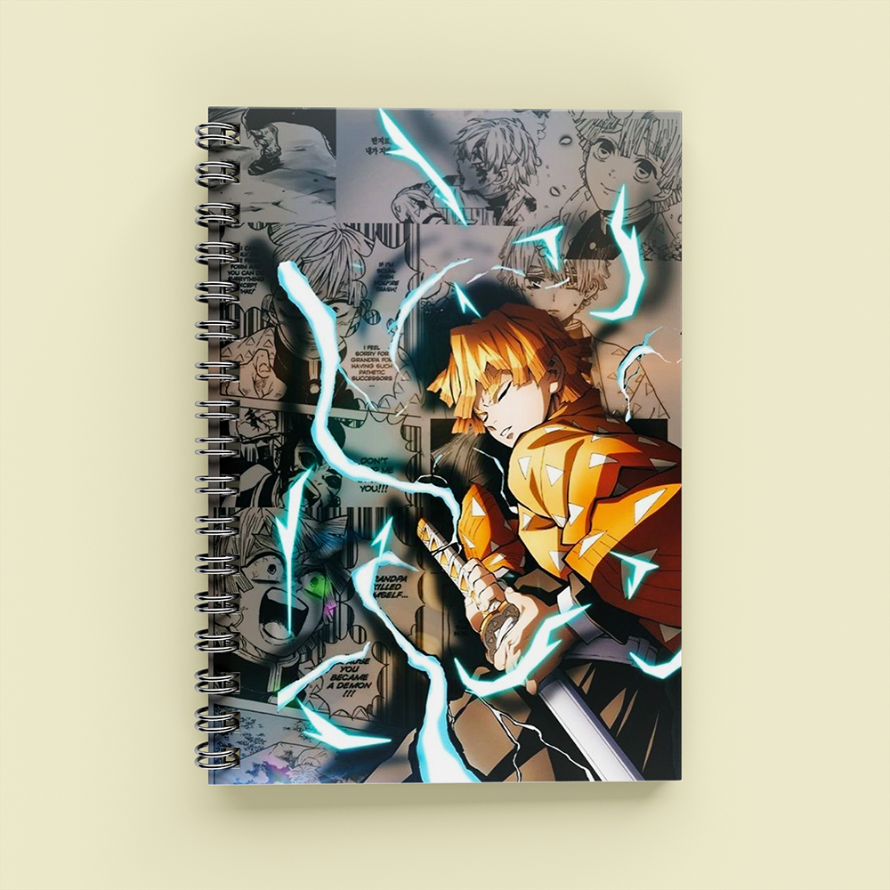 Sổ Tay Anime Zenitsu Kimetsu no Yaiba A5 Lò Xo 120 Trang Kẻ Ngang Sức Mạnh Thần Kỳ Aisobook - JENITSU4