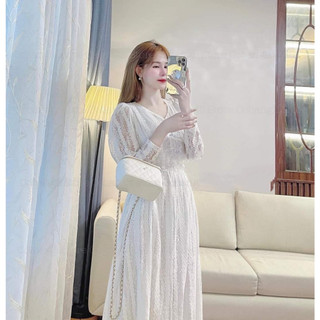 ĐẦM MAXI TAY DÀI NÚT BỌC