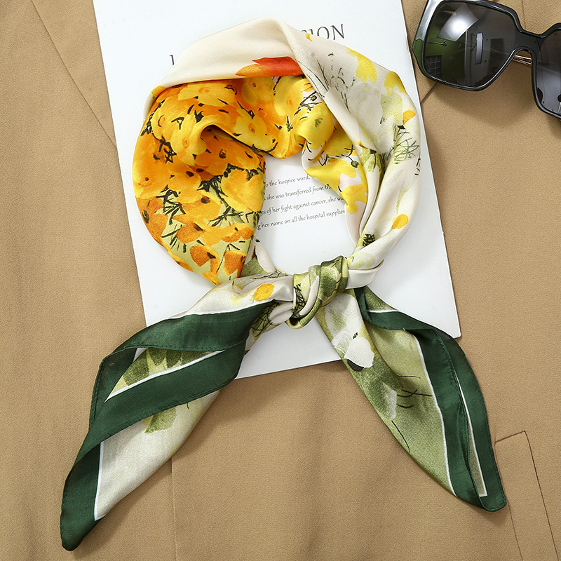 Khăn lụa vuông LUHAZO choàng cổ size 70x70 cm khăn lụa bandana khăn turban khăn đa năng trùm đầu thắt nơ rất bắt mắt