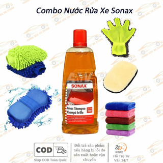Combo Siêu Rẻ Nước Rửa Xe Sonax 314300 1000Ml Tặng Bao Tay, Khăn, Bọt Biển
