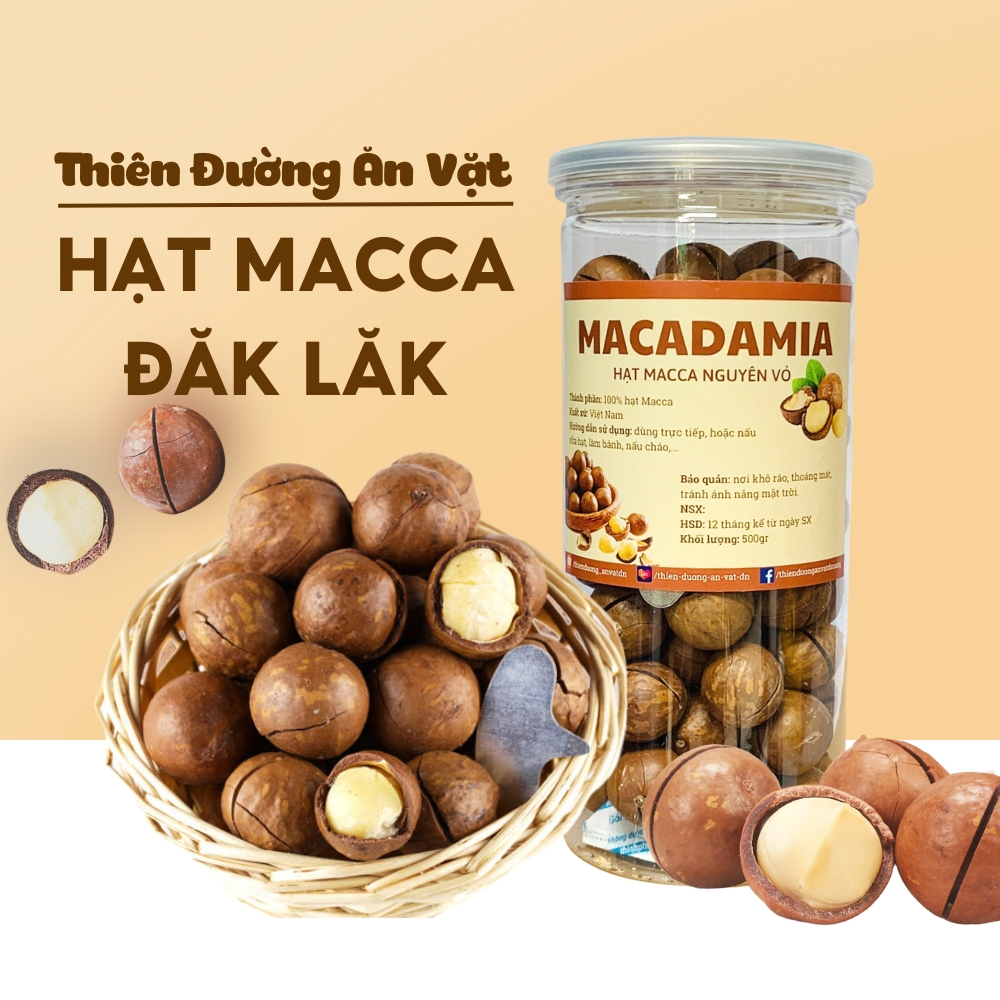 Hạt macca Đaklak tách vỏ 500g size trung 21-25 kèm đồ tách vỏ, tốt cho mẹ bầu, hỗ trợ giảm cân, ăn kiêng, gym
