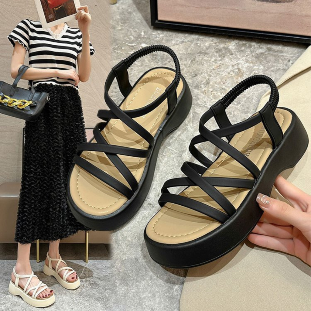 Dép Sandal Đế Cao 4cm LOẠI 1 FULL HỘP TÚI THƠM Sang Chảnh Chất Liệu Da Mềm Đi Êm Chân Siêu Xinh