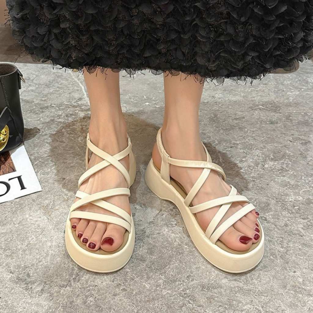 Dép Sandal Đế Cao 4cm LOẠI 1 FULL HỘP TÚI THƠM Sang Chảnh Chất Liệu Da Mềm Đi Êm Chân Siêu Xinh