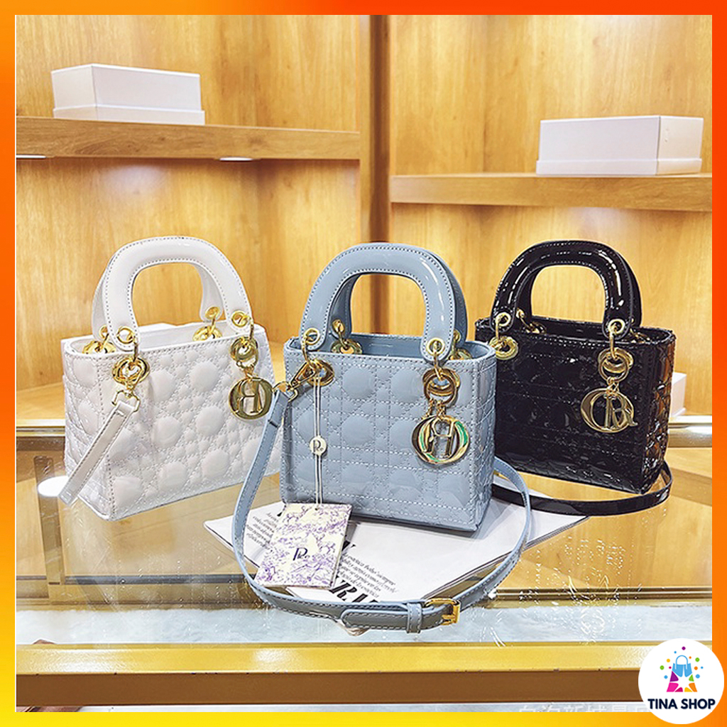 Túi xách nữ đẹp, túi đeo chéo đi chơi dáng hộp vuông sang chảnh, Giỏ DO lady vuông trần trám da bóng TX156