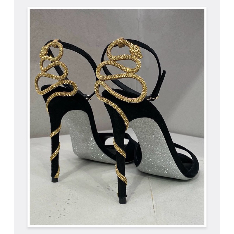 ORDER 🍒 Giày Korea quai ngang gót đá xoắn vàng 8cm - 10cm 34-40