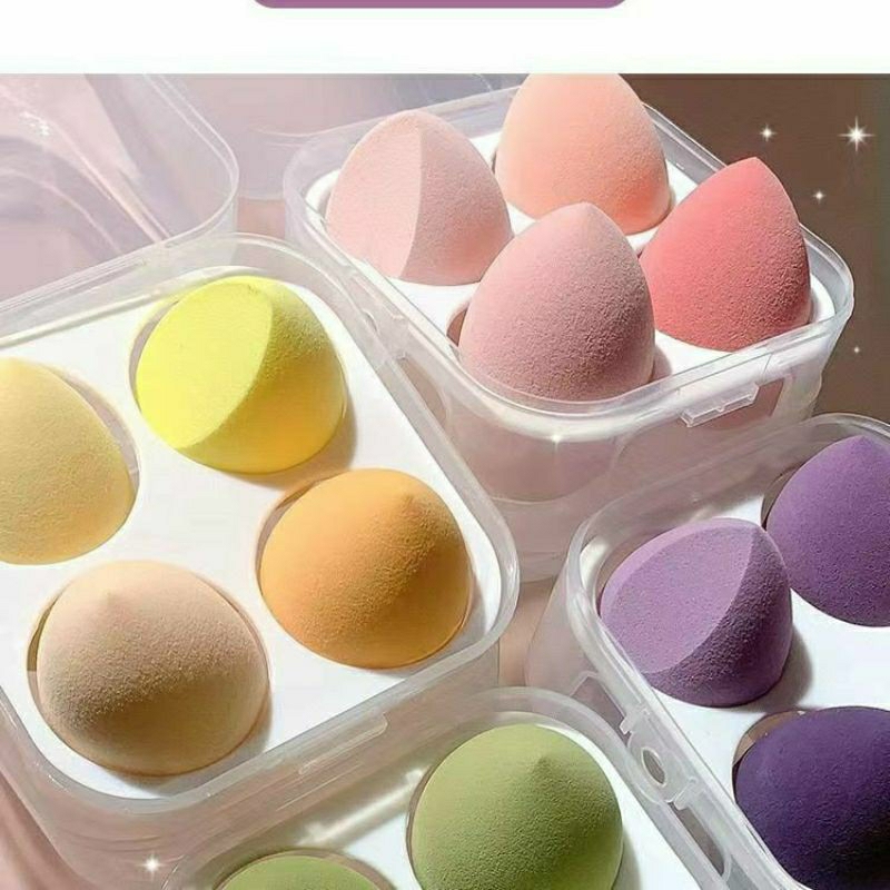 Set 4 mút, bông phấn trang điểm tán nền siêu mịn