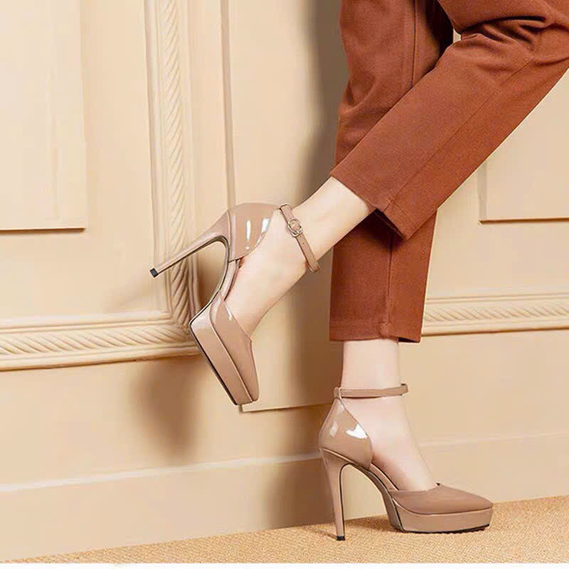 giày dép nữ cao gót 11P hàng QC sang chảnh quý phái Full 2 màu đen ,kem size 35-39