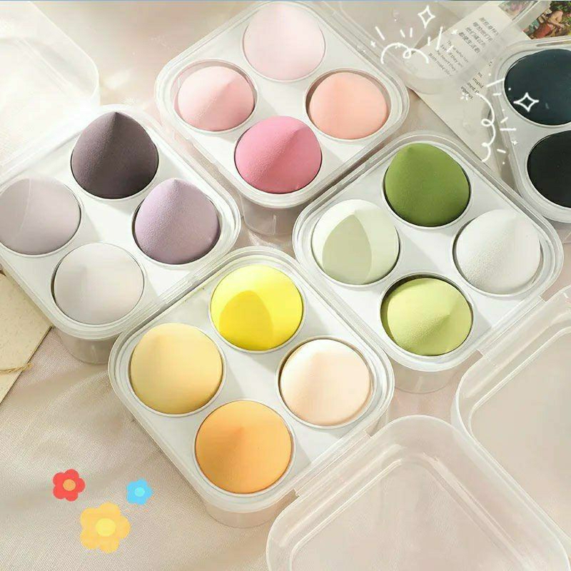 Set 4 mút, bông phấn trang điểm tán nền siêu mịn