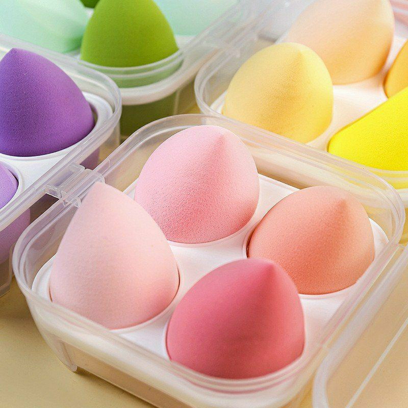 Set 4 mút, bông phấn trang điểm tán nền siêu mịn