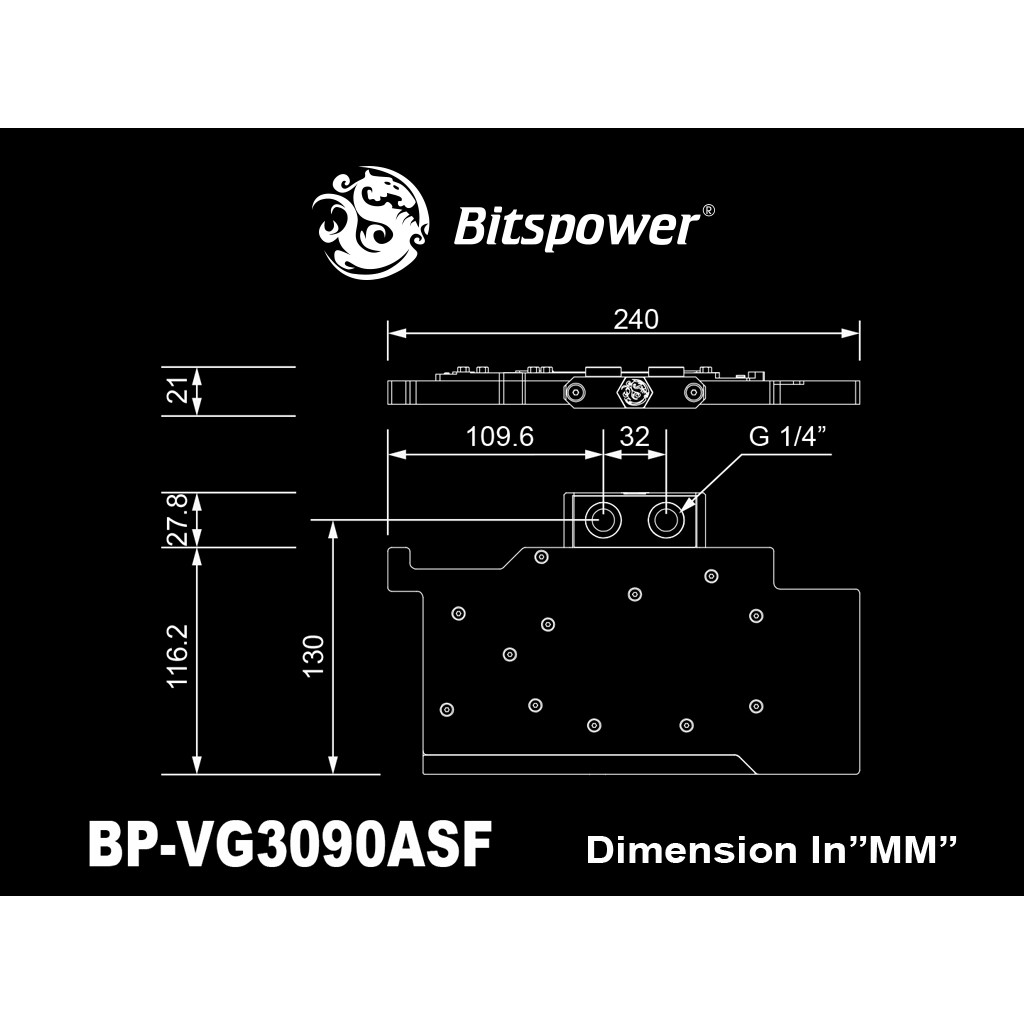 BITSPOWER CLASSIC VGA WATER BLOCK FOR ASUS TUF GAMING GEFORCE RTX 3090
