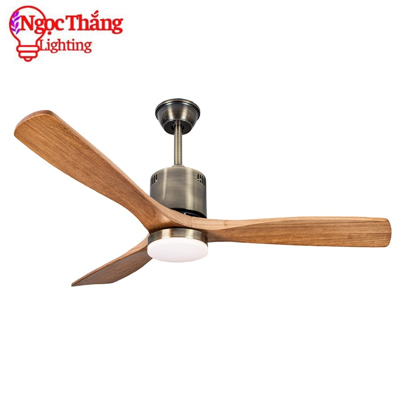 Quạt Trần Đèn Led 3 Cánh Gỗ Trang Trí Sảnh Phòng Khách Cao Cấp VF01 Ngọc Thắng (Tặng kèm remote điều khiển từ xa)
