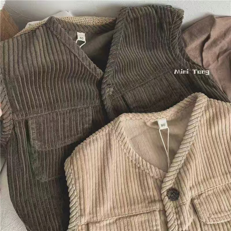 Áo gile nhung tăm bé trai bé gái phong cách Hàn Quốc