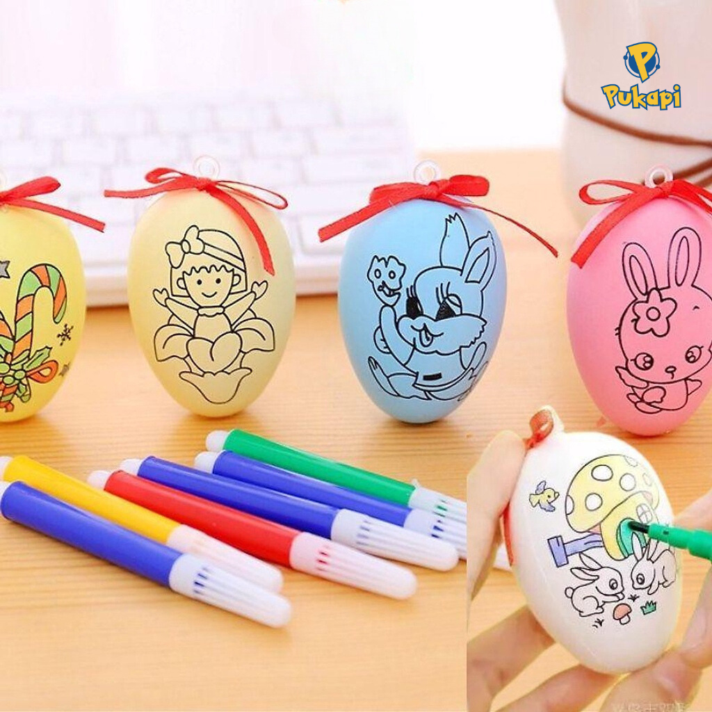 Đồ chơi trẻ em - Set Tô trứng kèm túi màu cho bé Đồ chơi vẽ tranh trên trứng tô màu tranh trứng sáng tạo Cho Bé PUKAPI