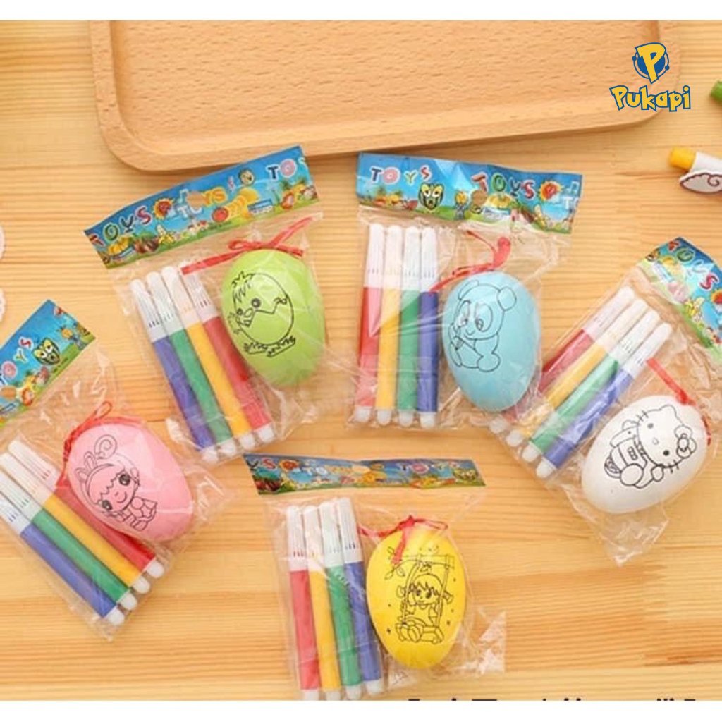 Đồ chơi trẻ em - Set Tô trứng kèm túi màu cho bé Đồ chơi vẽ tranh trên trứng tô màu tranh trứng sáng tạo Cho Bé PUKAPI