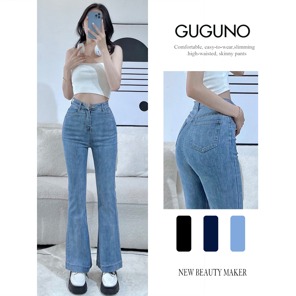 Quần jeans nữ ôm ống loe GUGUNO (quần jeans nữ, quần jean nữ, quần rin nữ, quần bò nữ)