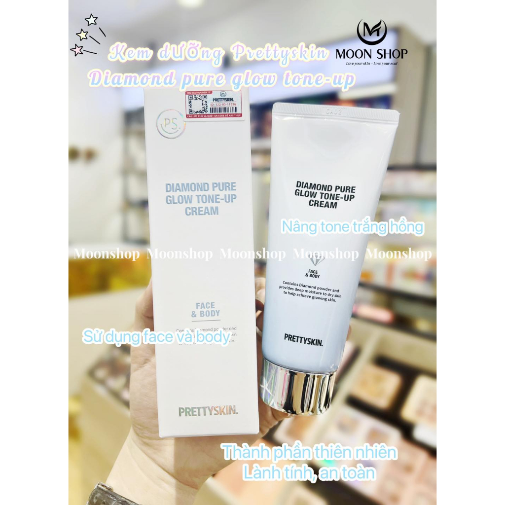 Kem nâng tông trắng da PRETTYSKIN Diamond Pure Glow Tone-up Cream dưỡng ẩm 100ml