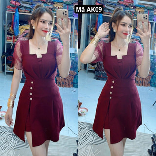 Sét đầm kèm quần đùi-phối tay lưới siêu hot. ak099