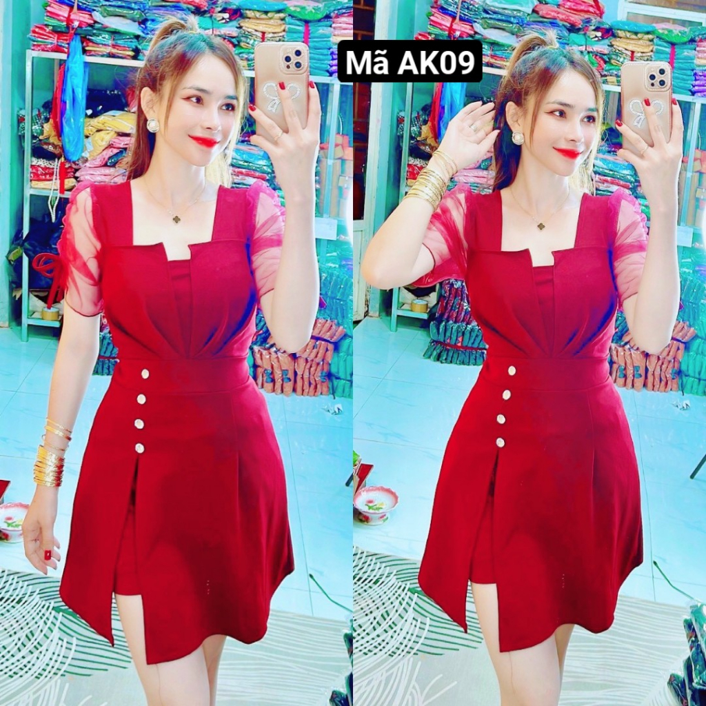 SÉT ĐẦM KÈM QUẦN ĐÙI-PHỐI TAY LƯỚI SIÊU HOT. AK099