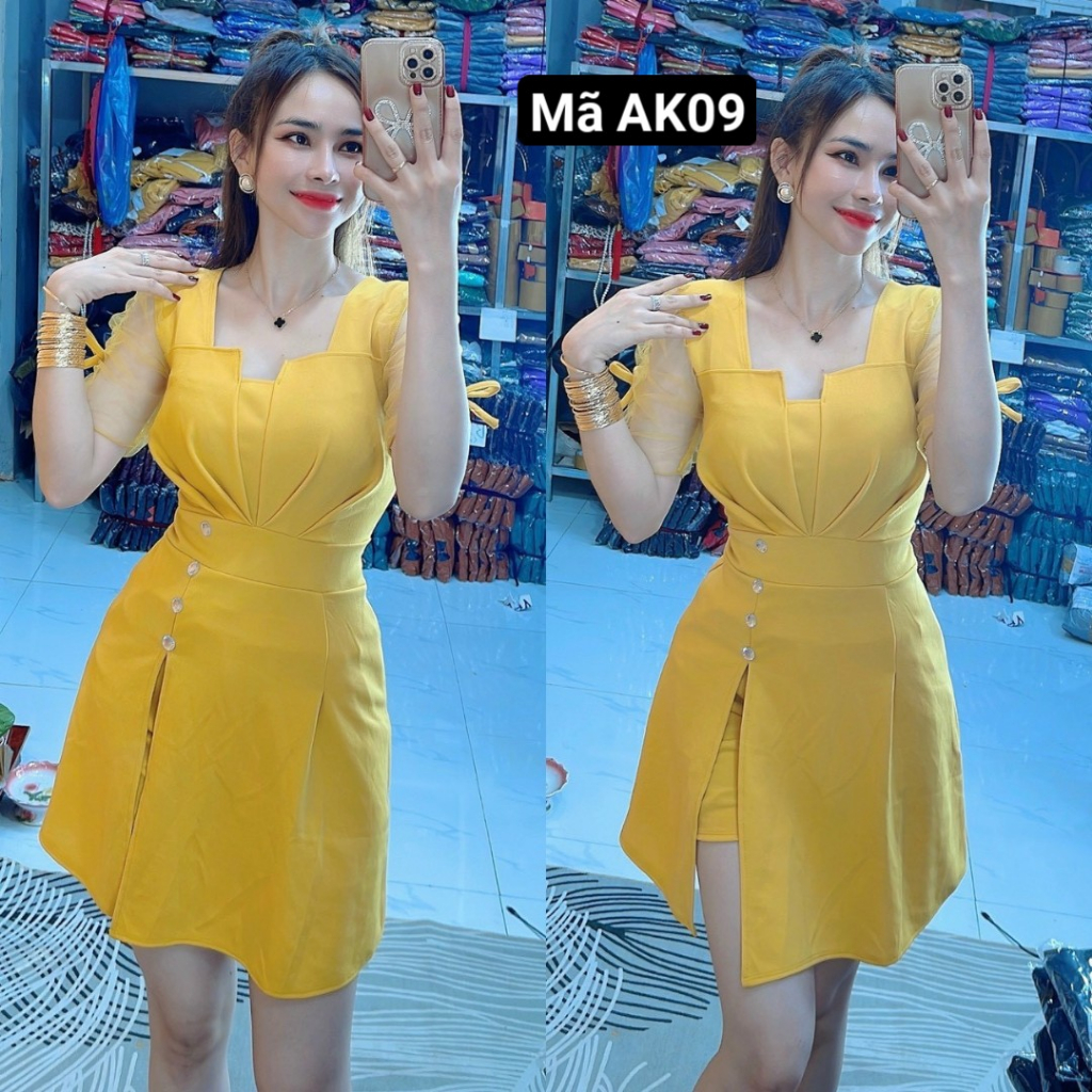 SÉT ĐẦM KÈM QUẦN ĐÙI-PHỐI TAY LƯỚI SIÊU HOT. AK099