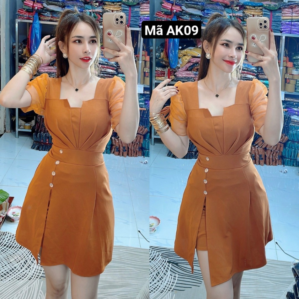 SÉT ĐẦM KÈM QUẦN ĐÙI-PHỐI TAY LƯỚI SIÊU HOT. AK099