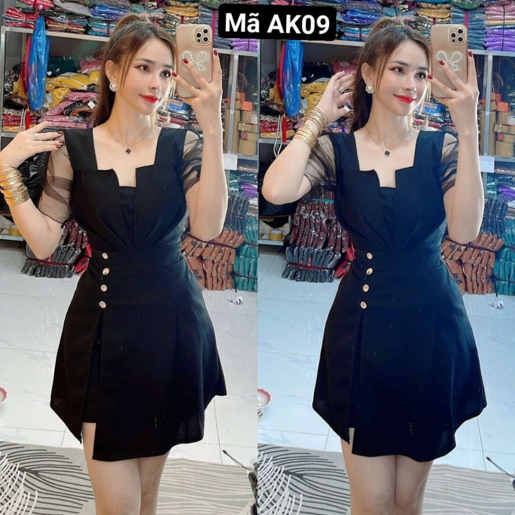 SÉT ĐẦM KÈM QUẦN ĐÙI-PHỐI TAY LƯỚI SIÊU HOT. AK099