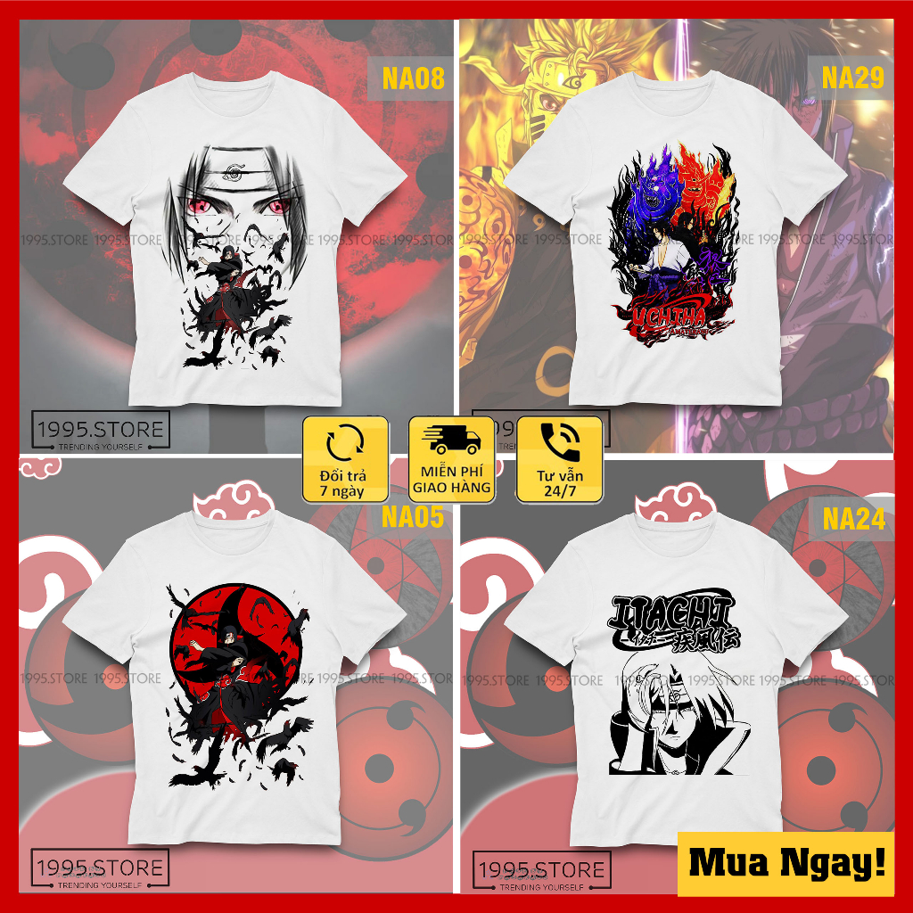 Áo Anime, Áo Naruto in hình Uchiha Itachi áo trắng mẫu mới nhất, áo thun co giãn 4 chiều